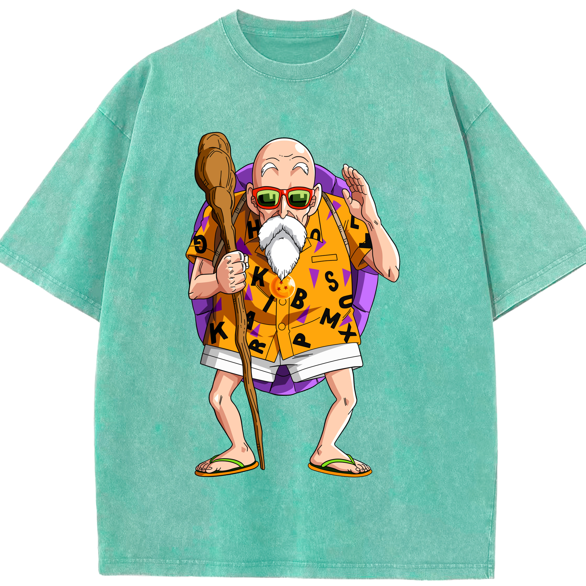 （画像用） ドラゴンボール 亀仙人（かめせんにん） DRAGON BALL Master Roshi Kame Sennin 綿100% ヴィンテージ風 半袖Tシャツ（フロントプリント）